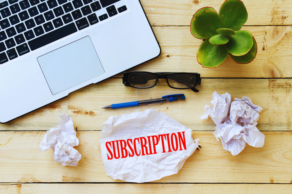 subscription written on a piece of paper_business concept
